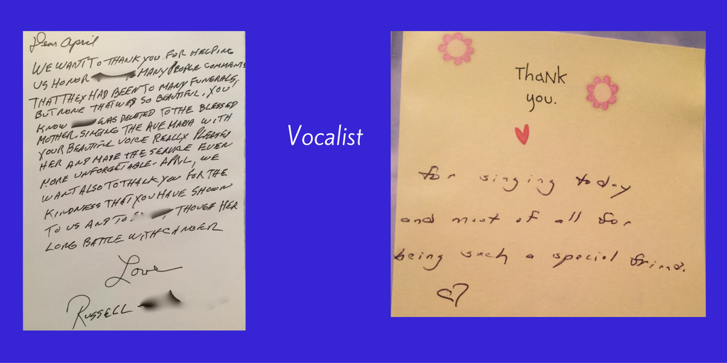 testimonials for vocalist at funeral